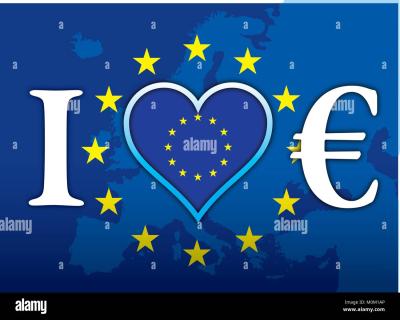 Photographie du drapeau de l' Europe avec écrit I love €